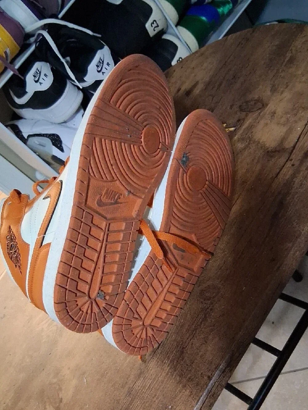 Jordan High-Top Sneakers in Orange and White